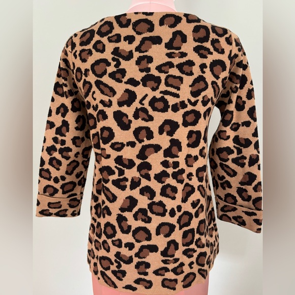 Tahari Leopard Print Sweater 3/4 Sleeves Ladies XS - Picture 3 of 4